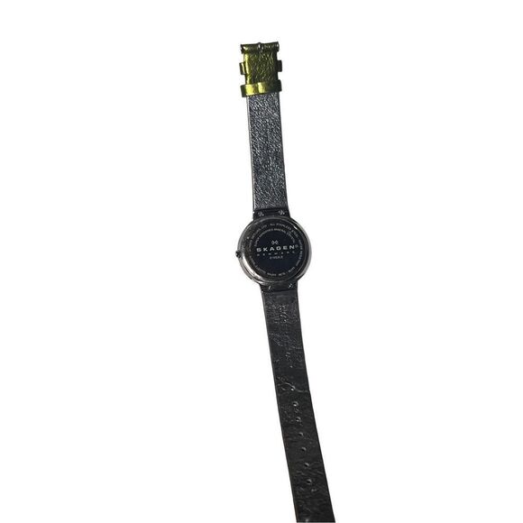New Skagen Denmark Designer Ladies Wrist Watch Leather Metallic Green Band - Picture 5 of 9